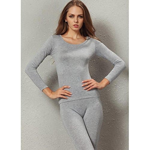 Liang Rou Women's Scoop Neck Top & Bottom Ultra Thin Thermal Underwear Set — view 2