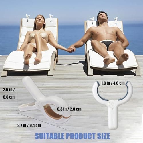 Beach Towel Clips for Sun Lounger, Heavy Duty Large Sunbed Clips Laundry Pegs for Beach Towels Clothes Pin Quilt Drying Windproof Hanging Beach Pool Chairs Sunlounger Cruise Essentials Accessories — view 3
