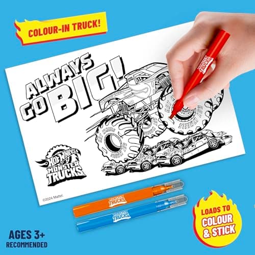 Hot Wheels Monster Trucks Sticker Activity Set, Colour-in Sheets - 1 Pack — view 3