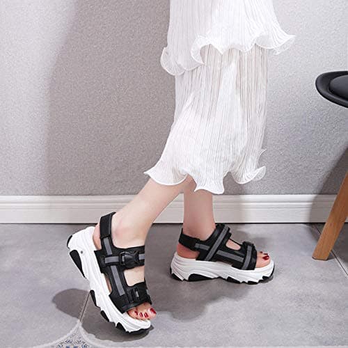 Nwarmsouth massage slippers sandals,Ladies Platform Sandals, Adjustable Sports Shoes-Off White_UK6.5,Unisex Adults Beach & Pool Shoes — view 4