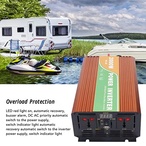 2000W Pure Sine Wave Power Inverter Output Voltage Converter Power Transformer for Car RV Overload Under Voltage Protection Aluminium Alloy Shell Intelligent Cooling Fan (DC24V) — view 6