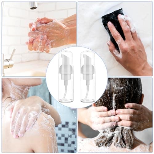 2 Pack Foam Pump Bottle Travel Small Size Mousse Foam Soap Dispenser Mini Empty Clear Plastic Foaming Soap Dispenser Refillable Pump Containers for Face Wash Lash Shampoo Skin Care 50 ml/1.7 oz — view 5