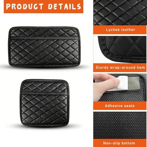 EujRcf 3-Pack Car Side Pocket Organizers, Black Car Seat Gap Filler Organizer, Car Storage, Universal Self-adhesive Storage Pouch for Car Door & Seat Gap, Holds Phones, Glasses, Keys, Cards & Coins — view 3