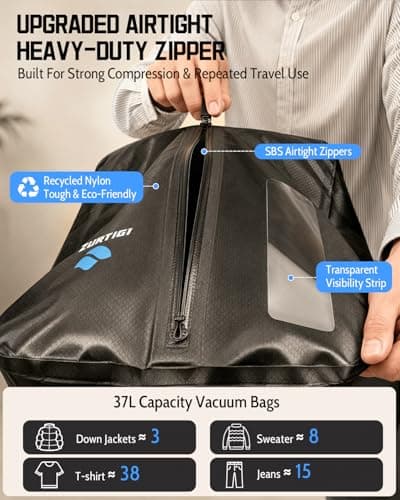 Zurligi Vacuum Travel Backpack with Pump, Detachable Vacuum Bag, 30-60L — view 4