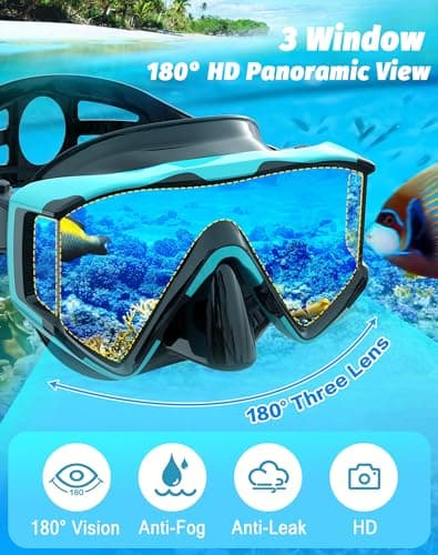 Zeligerstar Snorkel Set Adults, 3 Window Panoramic Mask, Anti-Fog Dry Top — view 5