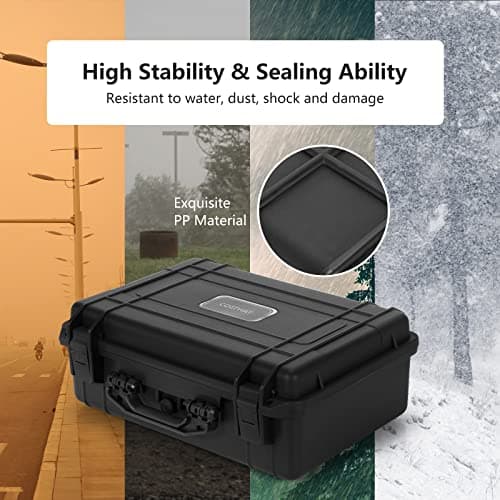 COSTWAY Portable Waterproof Hard Case, Compact Camera Case with Customizable Fit Foam, Dustproof Protective Tool Box for Electronics, Drones, Camera and Lens (Black, 18 Inch, 45x34x18cm) — view 4