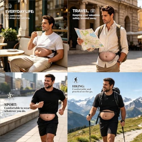 Fanny Pack for Men, Funny Fake Belly Waist Bag, Gifts for Men Him — view 5