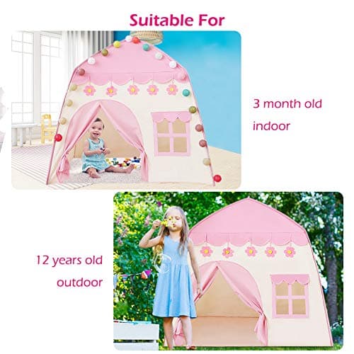 Labeol Princess Castle Play Tent Large Kids Play House for Indoor and Outdoor with Cotton Ball Lights Crown Magic Wand Safety Non-toxic Great Gift for Girls 130 * 100 * 130 — view 3
