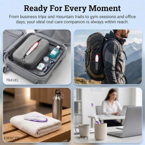 2Pcs Folding Toothbrush, Portable Travel Toothbrush Set, Lightweight Soft Tooth Brush for Travel, Camping, Hiking, Office (Purple & Red) — view 4