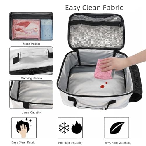 kkvhhyuo Portable Insulated Cooler Box with Side Mesh Pocke, Wine Cork Printed Lunch Bag for Office Work Picnic Travel — view 3