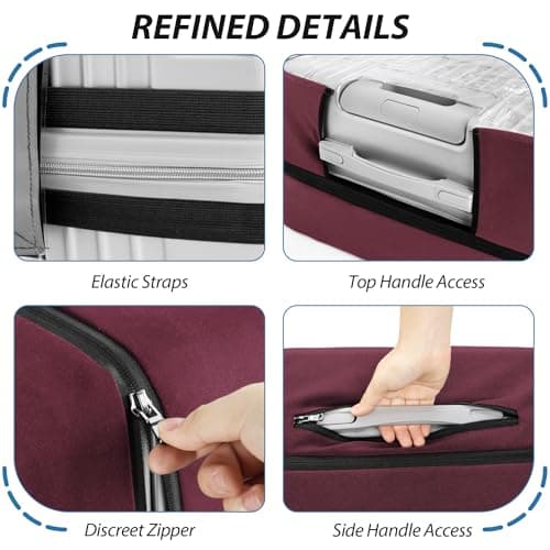 Linpr Clear PVC Suitcase Cover, Travel Luggage Protector, Red, 30 — view 6