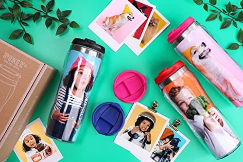 Pixly® Personalised Custom Photo Thermal Travel Mug - 400ml/14oz Capacity - Stainless Steel Coffee Tea Flask with Picture - Black, Red, Blue, Pink (Black) — view 4