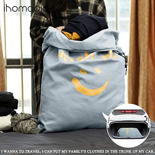 IHOMAGIC Large Travel Laundry Bag, Large Laundry Bag, Wash Me Storage Bag, Hand Washable, Lightweight Bag for Dirty Clothes 120L for Dorm Camp and Apartments Travel, Silver — view 5