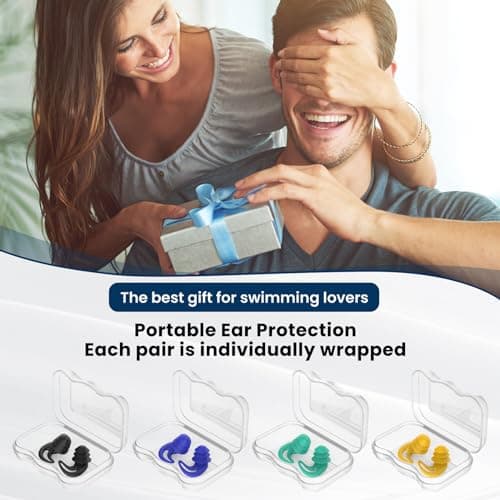 Swimming Ear Plugs Adults,4 Pairs Reusable Silicone Ear Plugs Swimming — view 6