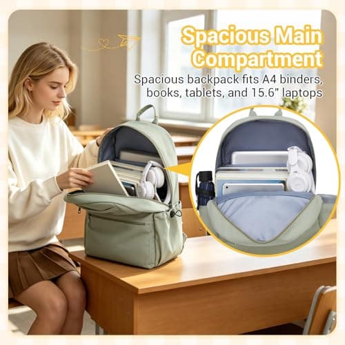 Kono School Backpack Womens, School Bags for Girls, Lightweight Rucksack — view 2