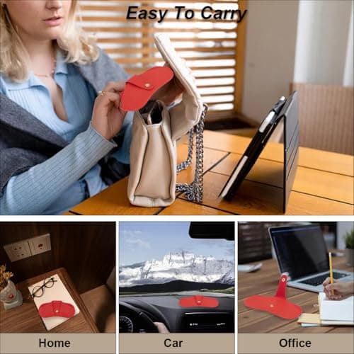CREATCABIN Sunglasses Case Leather Soft Glasses Case Slim Portable Eyeglasses Spectacle Case Pouch Bag Travel Lightweight Protective Cover Gift for Women Men Beach Holiday Vacation Red 6.7x3.3 Inch — view 4
