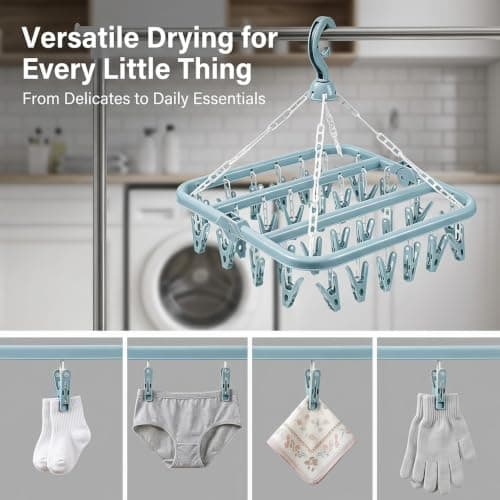Sock Hangers For Drying with 32Clips,Collapsible 360°Rotating Sock Hanger — view 2