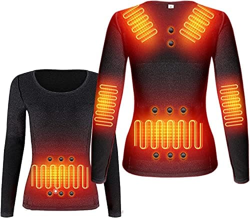 Heated Clothing, USB Rechargeable Thermal Base Layer Top with Far Infrared Heating for Skiing Motorcycle Camping(Men Black,3XL-3XLarge)