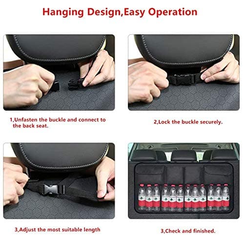 Fifth Gear Hanging Car Boot Storage Organiser Multi Pocket Trunk Back Seat Children's Travel Storage Waterproof Durable Foldable Cargo Net with 8 Pockets — view 4