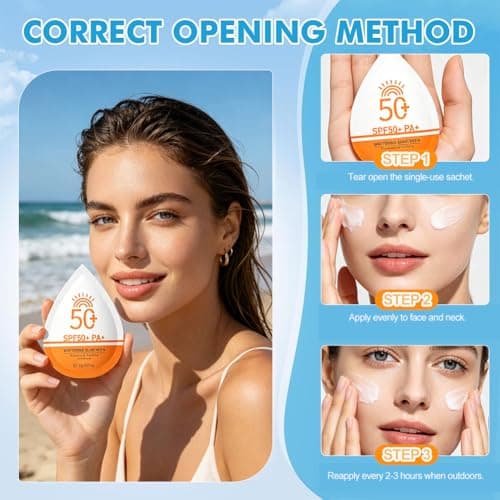 15 Pack Sunscreen SPF 50+, Mini Sun Cream for Face & Body, Travel Size Sunscreen Without White Cast, for Face & Body, Waterproof, Lightweight UV Protection for Daily Use, 2g per piecec — view 5