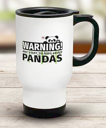 Shopagift Warning Pandas Travel Mug Zoo Wildlife Safari Gift Stainless Steel 14oz Cup — view 2