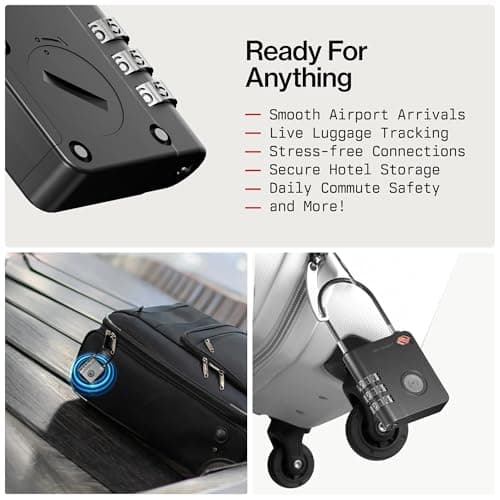 KeySmart SmartLock Tracking Luggage Locks TSA Approved-Compatible with Apple Find My App, Bluetooth GPS Tracker, Replaceable Non-Rechargeable Battery, Lock Your Suitcases and Keep Track of It (1 Pack) — view 3