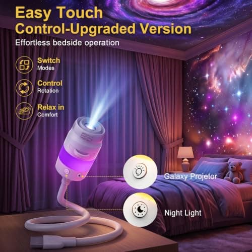 HD Smart Dynamic 5D Holographic Night Light Projector, Smart HD with 13 Films, 3-in-1 USB Plug & Play 360° Adjustable Ceiling Projector for Bedroom, Car & Ocean Starry Sky — view 4
