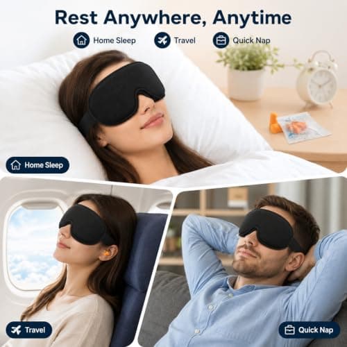 Qabonl Sleep Mask for Men Women 3D Contoured Eye Mask Blackout Blindfold — view 4