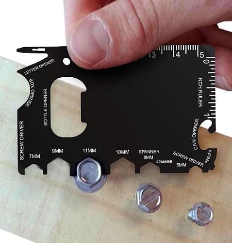 SKYTE® 18 in 1 Stainless Steel Wallet Hero Tool Multi Credit Card Stainless Steel - Inspiring Camping Accessories, Can Opener & Card - Gadgets Wrench Screwdriver Phone Slot — view 2