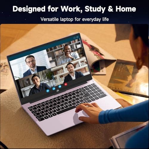 NIMO 15.6" Laptop-Computer, Win 11 Home, 16GB RAM 1TB SSD, Intel N100 CPU, Full HD, Wi-Fi 6, Fingerprint, 65W PD, Backlit keyboard, Slim Lightweight Notebook for Study, Work, Home, Rose Gold — view 6