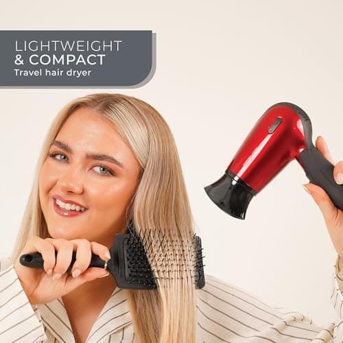 Red Hot Travel Hair Dryer, Dual Voltage, Folding Handle, 2 Speed — view 3