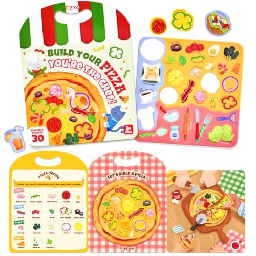 JoyCat Reusable Sticker Book - Jelly Stickers for Toddlers, Pizza-Making