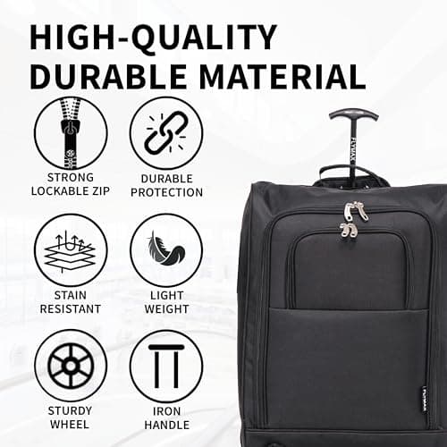 55x40x20 Ryanair Cabin Bag Hand Luggage Lightweight Suitcase Approved Carry on Luggage 1.4kg 44L Black — view 2