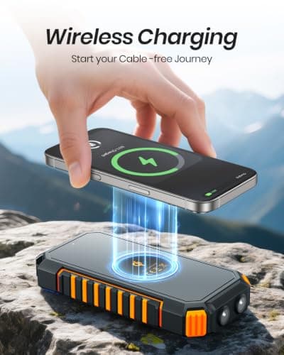 A ADDTOP Solar Power Bank - 20000mAh Wireless Portable Charger with USB C - 3.0A Fast Charging External Battery Bank for Smartphone Tablet – 2 Flashlights for Camping Outdoor — view 2