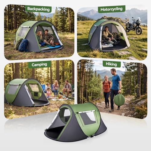 Warmiehomy Pop Up Tent 2-3 Man, Instant Family Camping Tent, Green — view 6