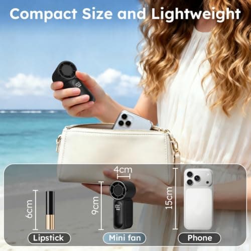 AUAUY Portable Handheld Mini Fan, 6 Adjustable Fan Speeds(Black) — view 2