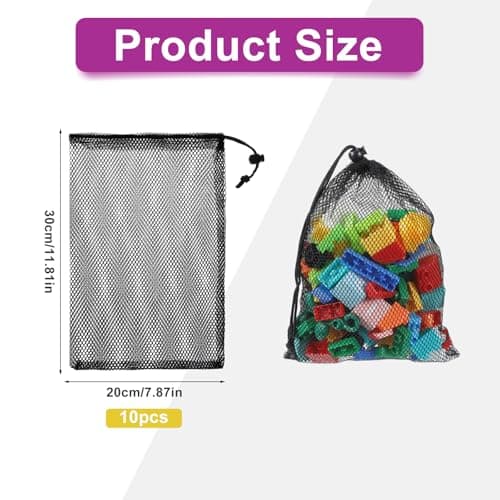 LIQWEI 10 Pcs Nylon Mesh Drawstring Bags, Delicates Laundry Bag, 8x12 Inch — view 2