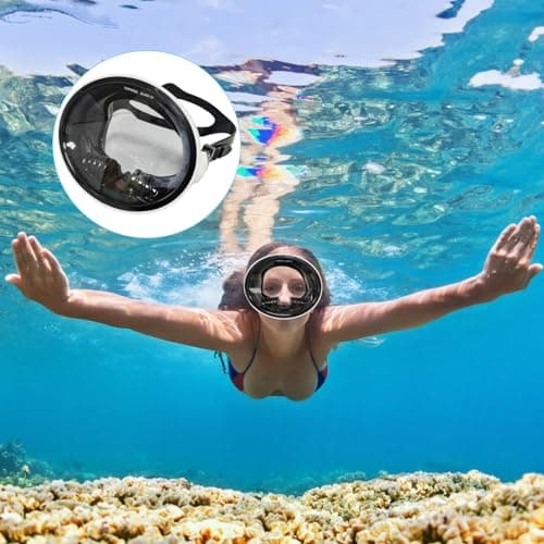 Scuba Diving Mask,Scuba Goggles for Adults,Single Lens Snorkel,Oval Dive Goggles,Wide Vision Diving Swimming Goggles,Tempered Glass,Anti Fog,Anti- Leak,Spearfishing Mask for Scuba Swimming Men Women — view 3
