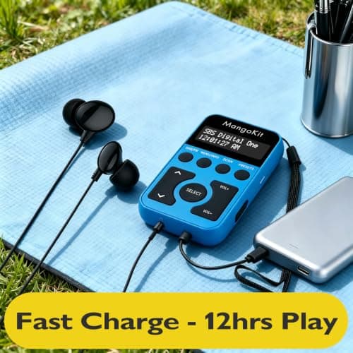 MangoKit MP1 Rechargeable Pocket DAB/FM Radio,Lock Switch,20 Presets,Blue — view 3