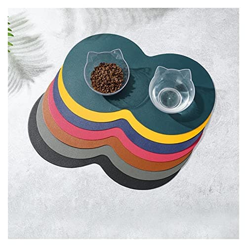 JINGYAN Feeding Mats for Dogs Faux Leather Durable Pet Food Water Pad Foldable Bowl Delicate for Cat(Green) — view 6