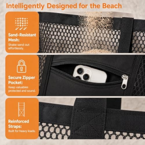 Dveezull Mesh Beach Bag, Beach Tote Summer Casual Personalised Shoulder Bag — view 4