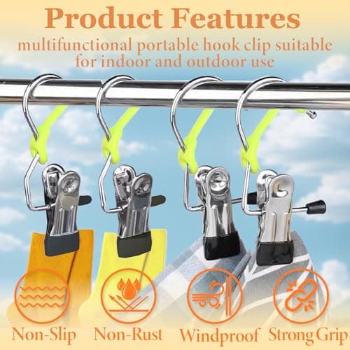 JIUHEEDAMAI 32 Pcs Portable Laundry Hooks, Metal No-slip Boots Hanger Clips — view 4