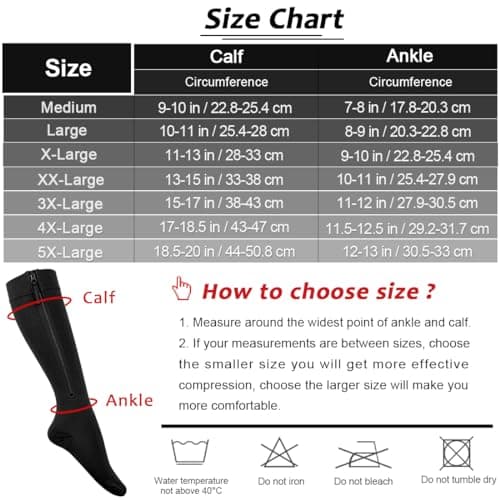Ailaka 20-30 mmHg Zipper Compression Socks for Men Women, Closed Toe — view 5