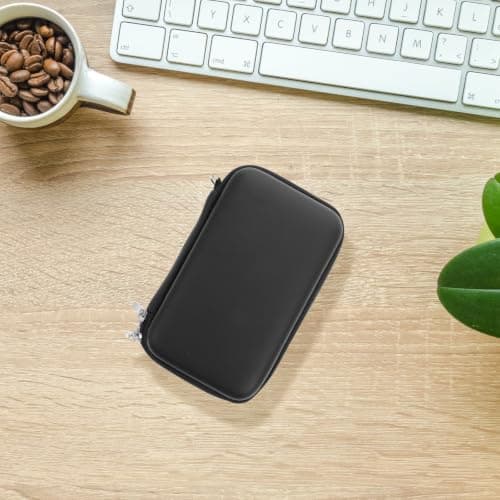 Amosfun Hard-shell Electronics Case for Portable Hard Drives Shockproof Tech Organizer Bag with Multiple Compartments Travel Cable Pouch for USB Cables Earphones and Power Adapters Black — view 5