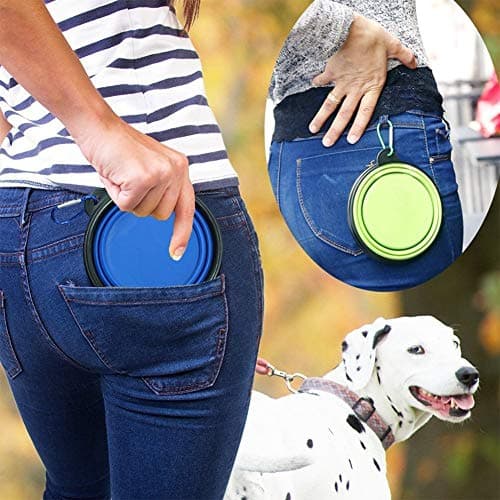 ZUOFENG Collapsible Travel Silicone Dog Cat Bowl Portable Pet Food Water Bowl, Feeding trough Portable Drinking Water Drinker with Water Hook, Easy to Carry, Save Space.（1 pcs） (Pack of 2) — view 3