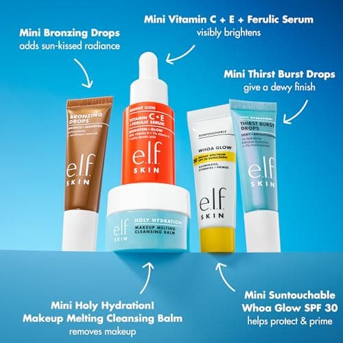 e.l.f. SKIN Best & Obsessed Skincare Kit, Travel-Size Makeup Remover, Sunscreen & Brightening Serums For Glowy Skin, Vegan & Cruelty-Free — view 2
