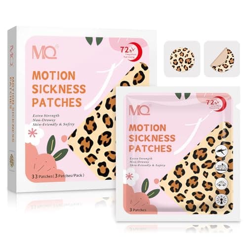 MQ Motion Sickness Patches-33 Count,Travel Sickness Patches Non-Drowsy,Fast Acting & Long Lasting 72H,Sea Sickness Patch for Cruise,Car, Air Travel,Leopard Pattern