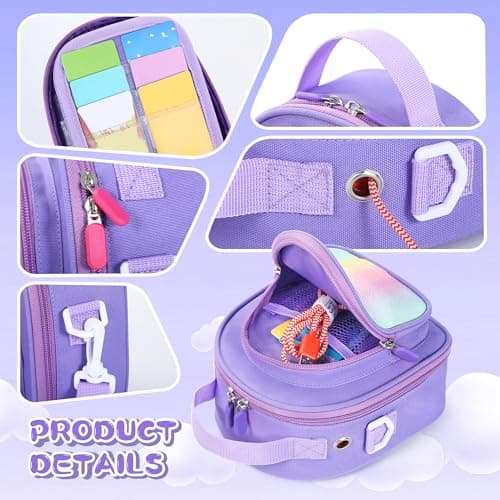TATAVR Carrying Case Compatible with Yoto Mini, Card Holder Hold Up to 30 Cards, Travel Storage Bag with Adjustable Shoulder Strap for Audio Music Player & Headphone, Bag Only (Purple) — view 6