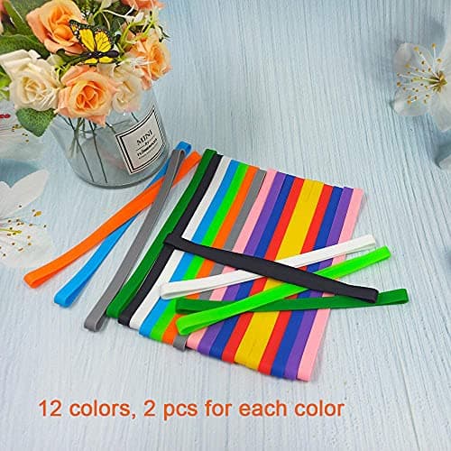 Silicone Rubber Bands,24 pcs Elastic Bands Large Wrapping Bands Coloured String,for Office Supply, File Folders, Books, Art, School,Home,Cooking, Wrapping(12 Colors). — view 5