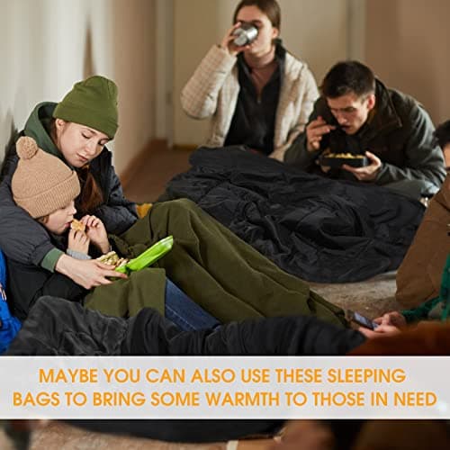 Macarrie 10 Pcs Bulk Sleeping Bags for Adults 0 Degree Waterproof Emergency Sleeping Bags with Compression Sack for Camping Hiking Backpacking Outdoor Activities(Black) — view 6